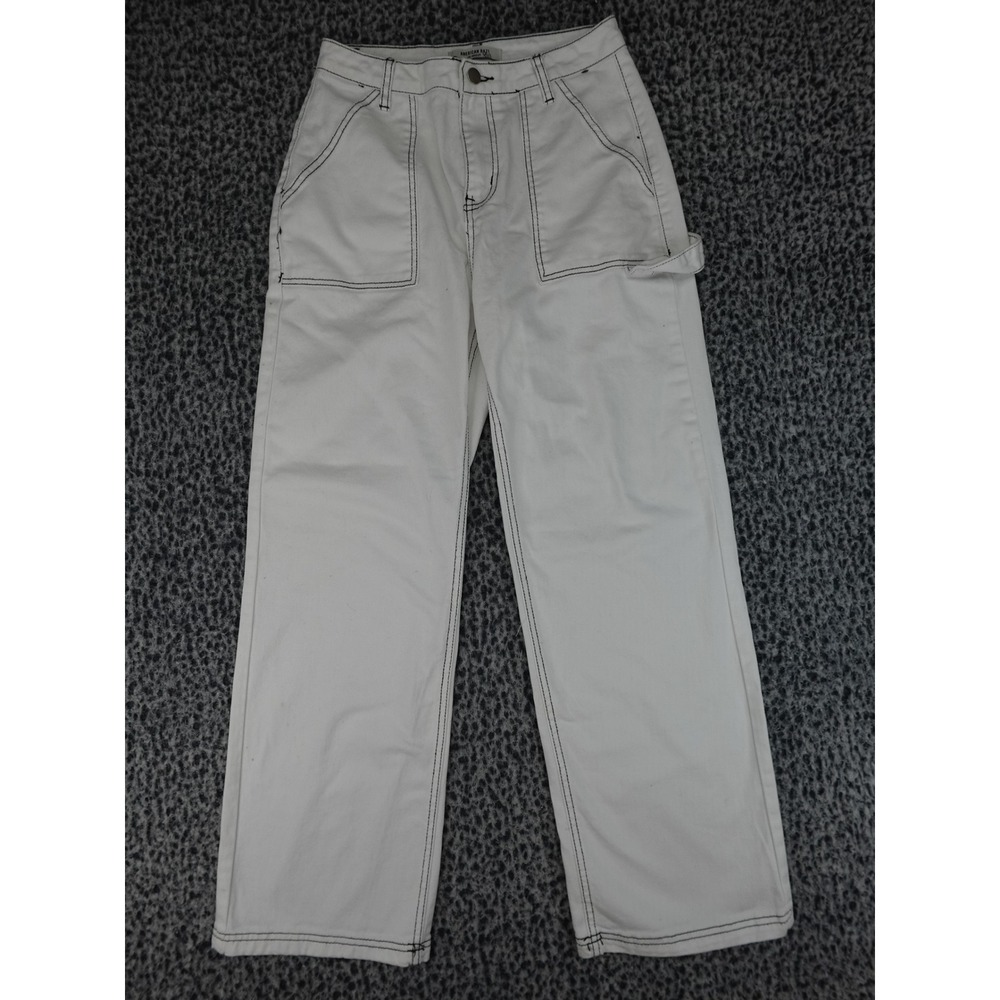 American Bazi Carpenter Pants Womens Medium White Contrast Stitch RJH-20436